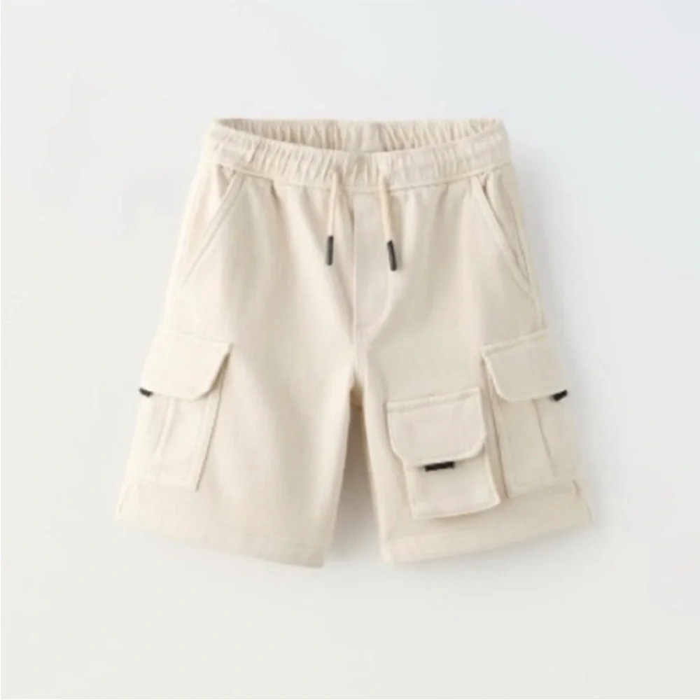 Zara Kids, Ecru, SOFT MULTI-POCKET SHORTS, 13-14 years